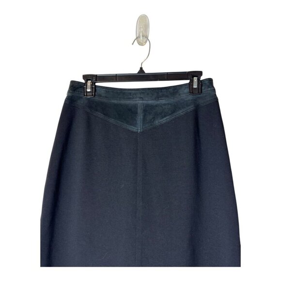 Theory Skirt Women 6 Black Suede Detail Snap Front A Line Slyn Skirt Corpcore - Picture 5 of 8